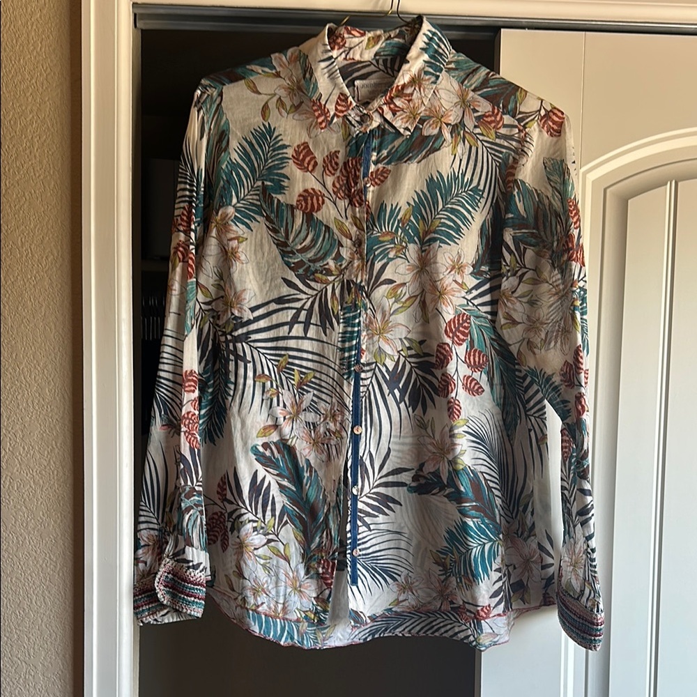 Johnny Was Floral Print Button Shirt